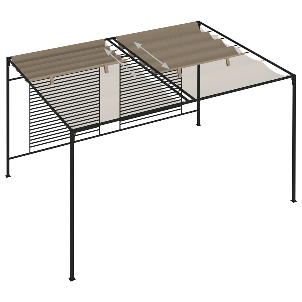 Pavillon mit einziehbarer Markise 3x4x2,3 m Taupe 180 g/m²