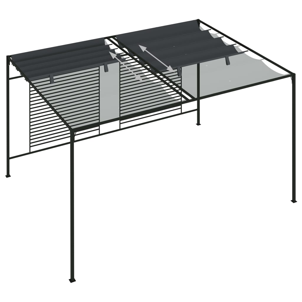 Belvédère avec auvent rétractable 4x3x2,3 m Anthracite 180 g/m²