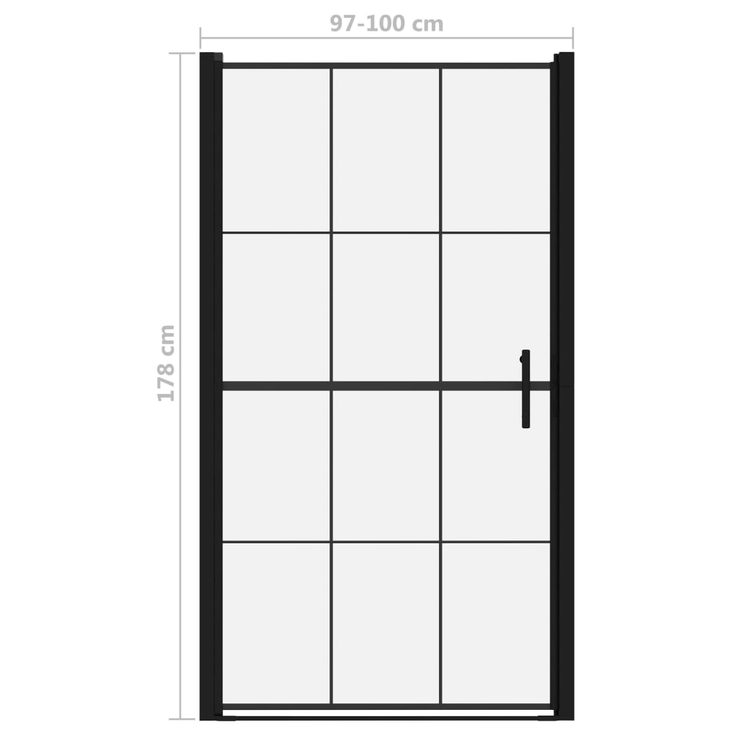 Duschtür aus gehärtetem Glas, 100 x 178 cm, schwarz