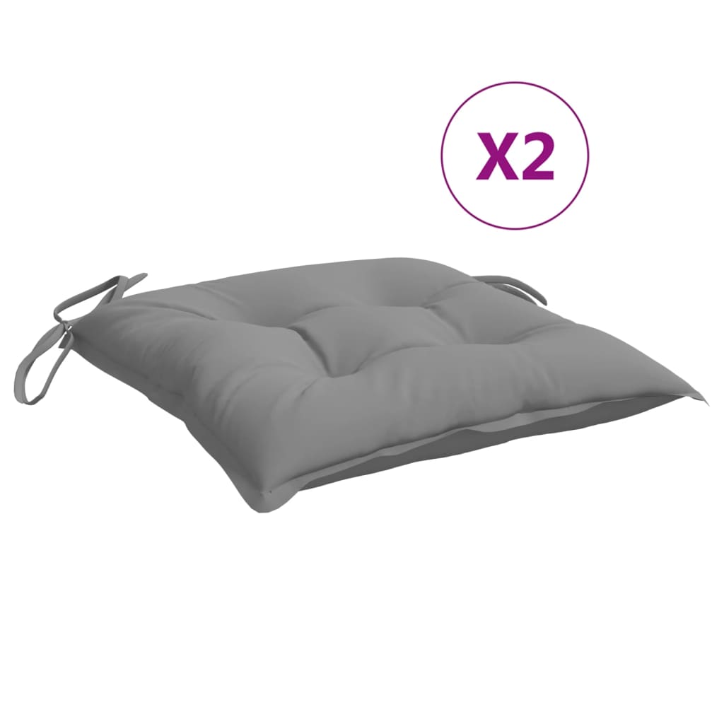 Coussins de chaise lot de 2 gris 40x40x7 cm tissu oxford