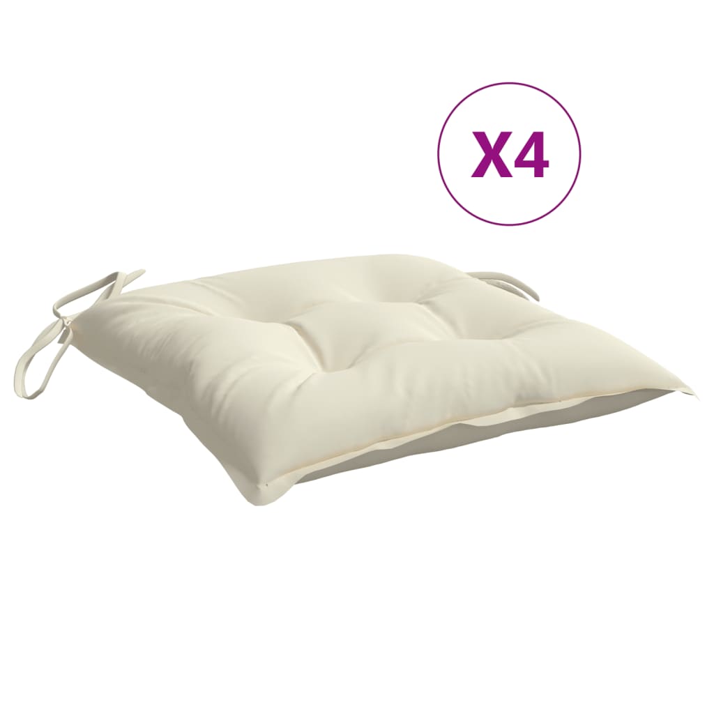 Coussins de chaise lot de 4 blanc crème 40x40x7 cm tissu oxford