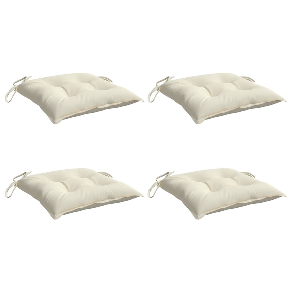 Coussins de chaise lot de 4 blanc crème 40x40x7 cm tissu oxford