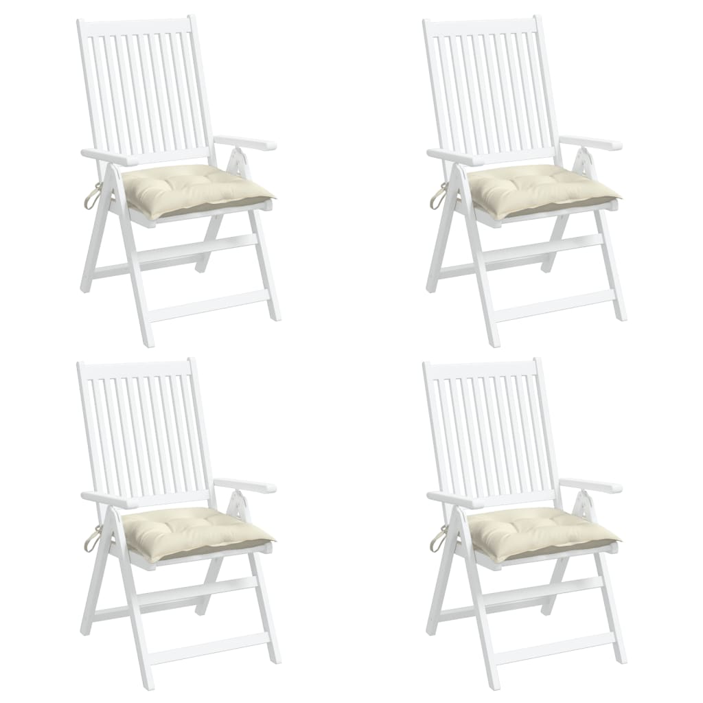 Coussins de chaise lot de 4 blanc crème 40x40x7 cm tissu oxford