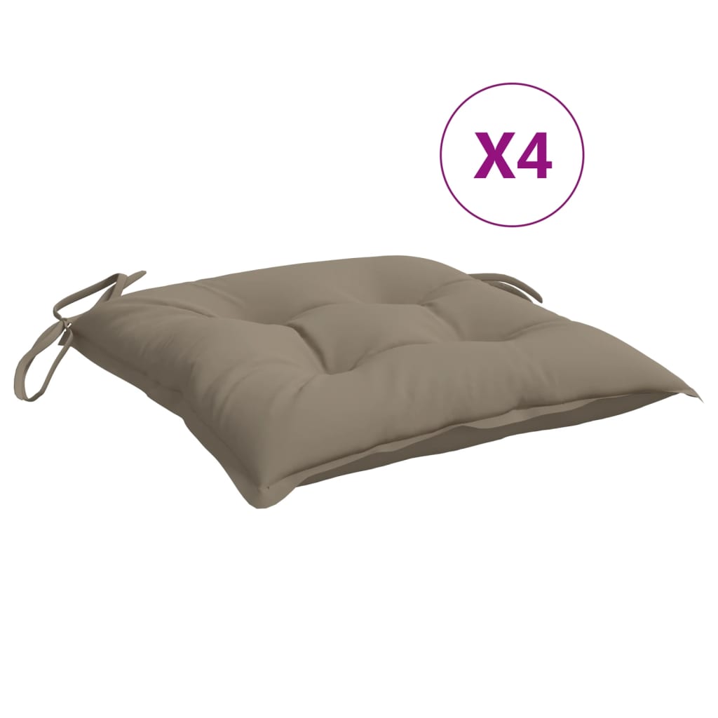 Coussins de chaise lot de 4 taupe 40x40x7 cm tissu oxford