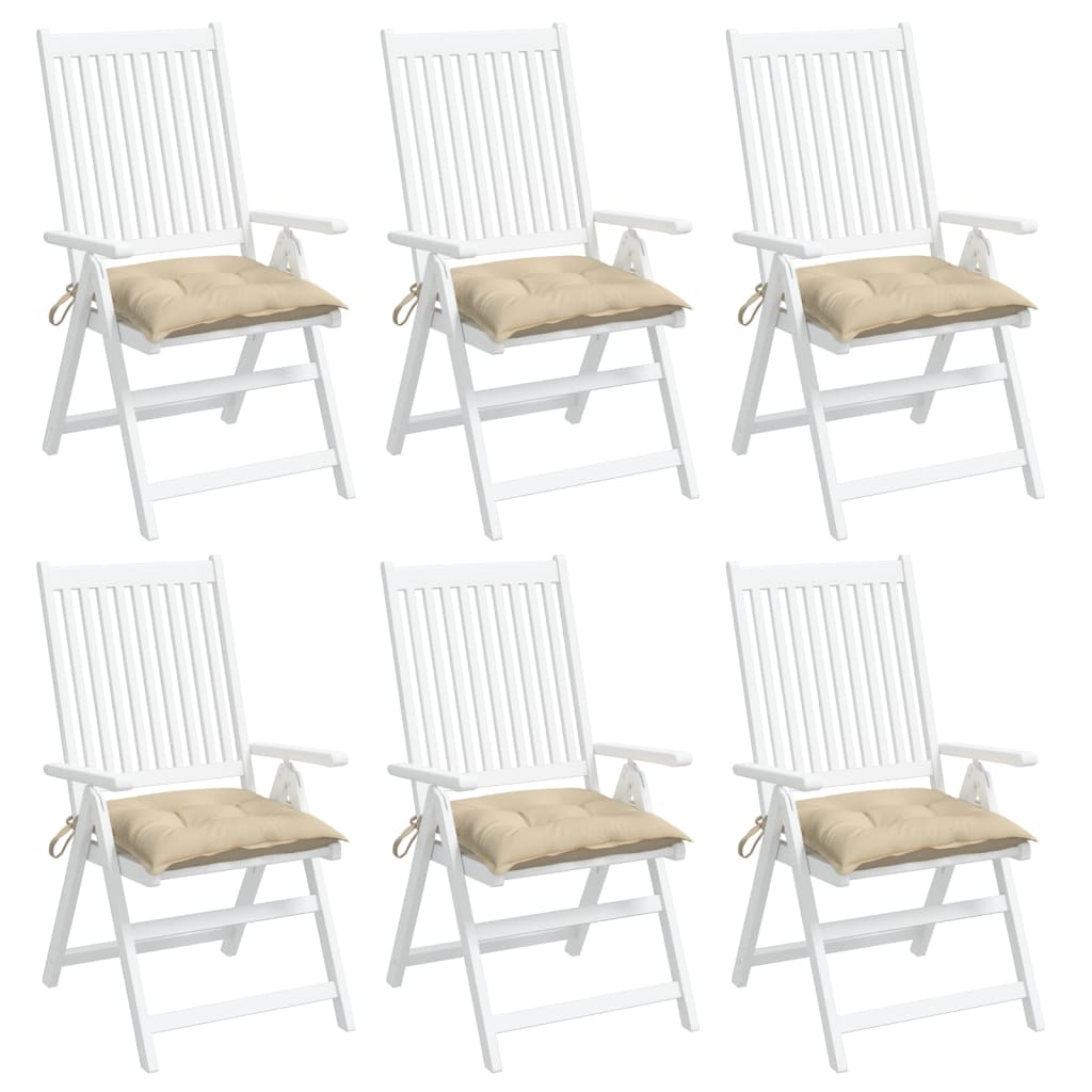 Coussins de chaise lot de 6 beige 50x50x7 cm tissu oxford