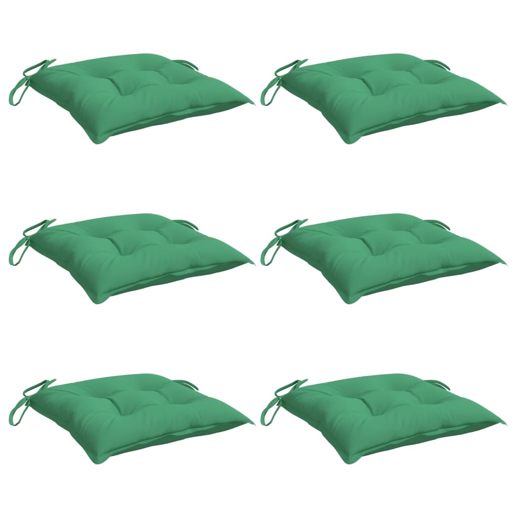 Coussins de chaise lot de 6 vert 50x50x7 cm tissu oxford