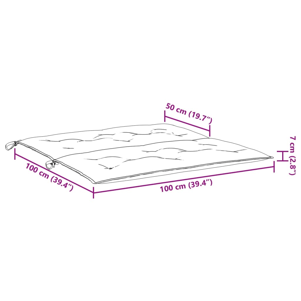 Schwarzes Gartenbankkissen 100x(50+50)x7 cm Oxford-Stoff