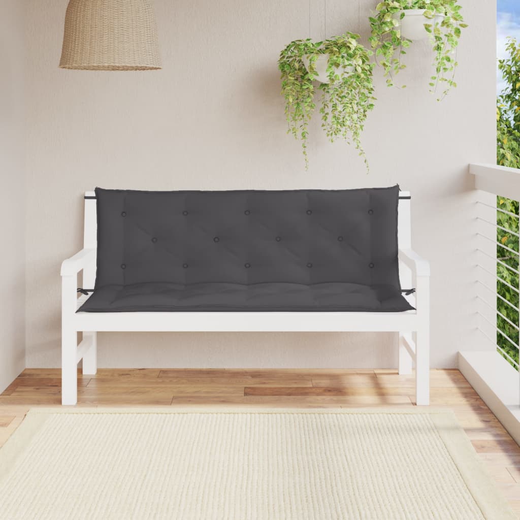 Coussin de banc de jardin anthracite tissu oxford