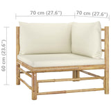 Salon de jardin 2 pcs avec coussins blanc crème Bambou