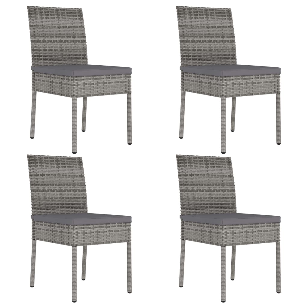 Chaises à manger de jardin lot de 4 Résine tressée Gris