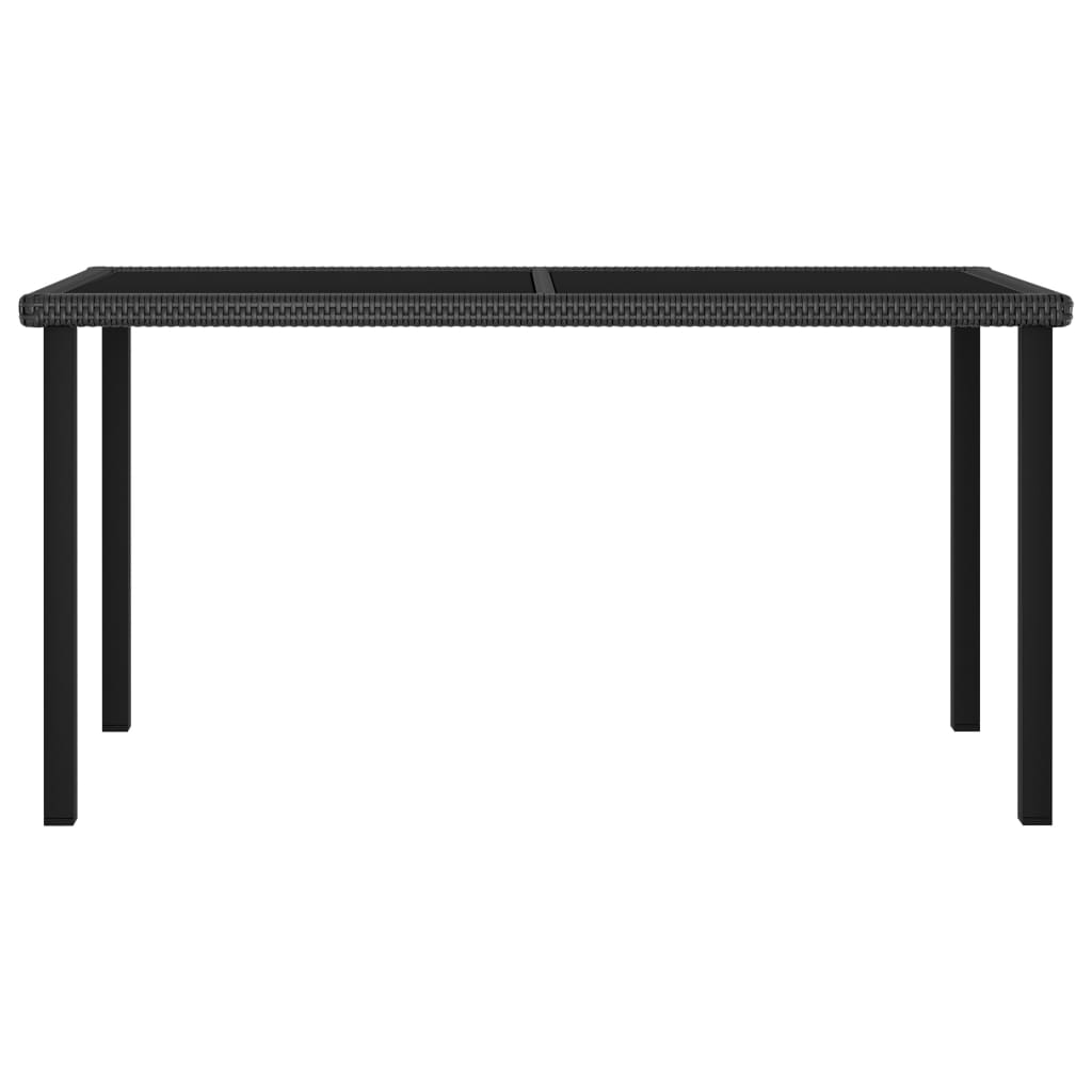 Table à dîner de jardin Noir 140x70x73 cm Résine tressée