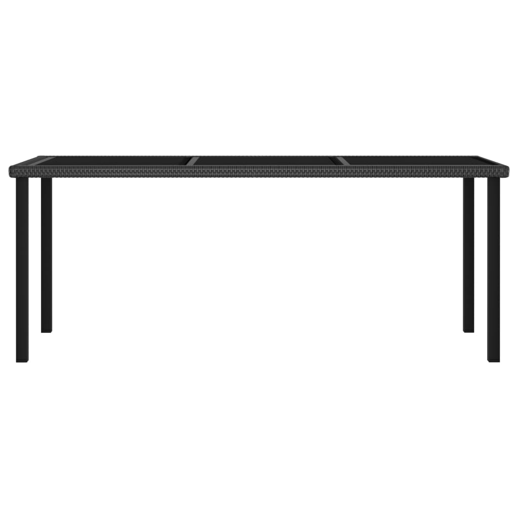 Table à dîner de jardin Noir 180x70x73 cm Résine tressée