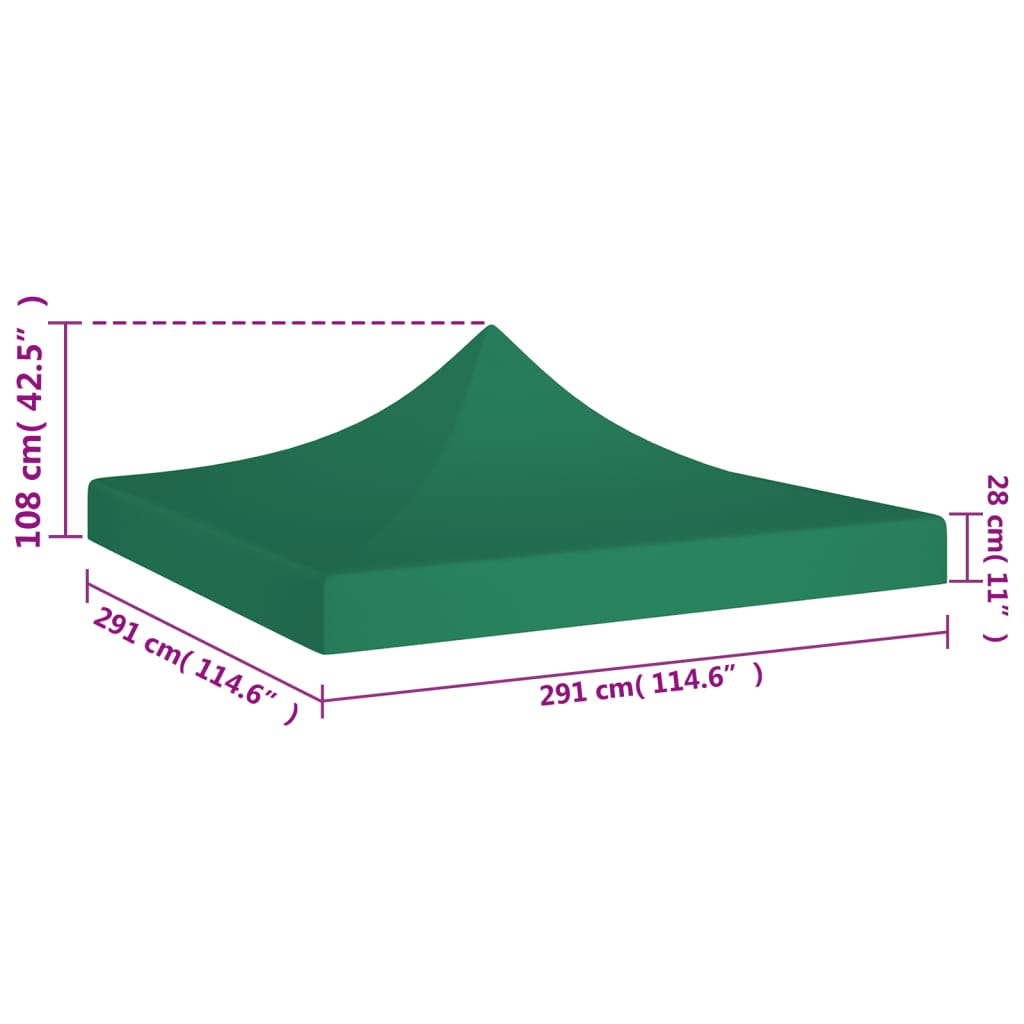 Toit de tente de réception 3x3 m Vert 270 g/m²