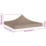 Toit de tente de réception 3x3 m Taupe 270 g/m²