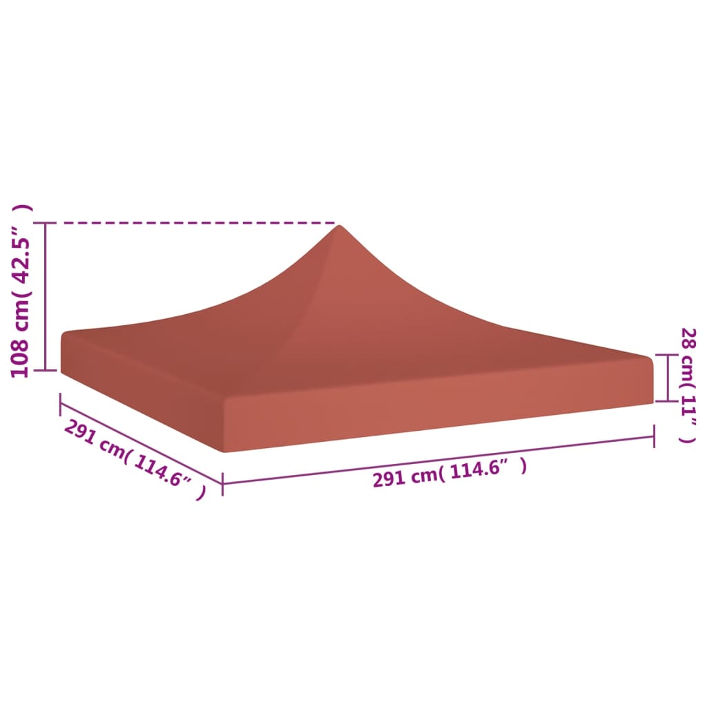 Toit de tente de réception 3x3 m Terre cuite 270 g/m²