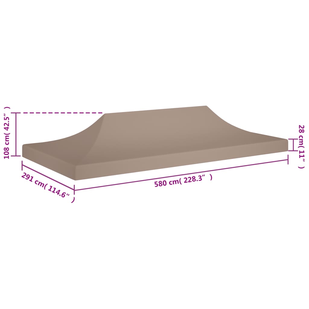 Toit de tente de réception 6x3 m Taupe 270 g/m²