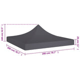 Toit de tente de réception 2x2 m Anthracite 270 g/m²