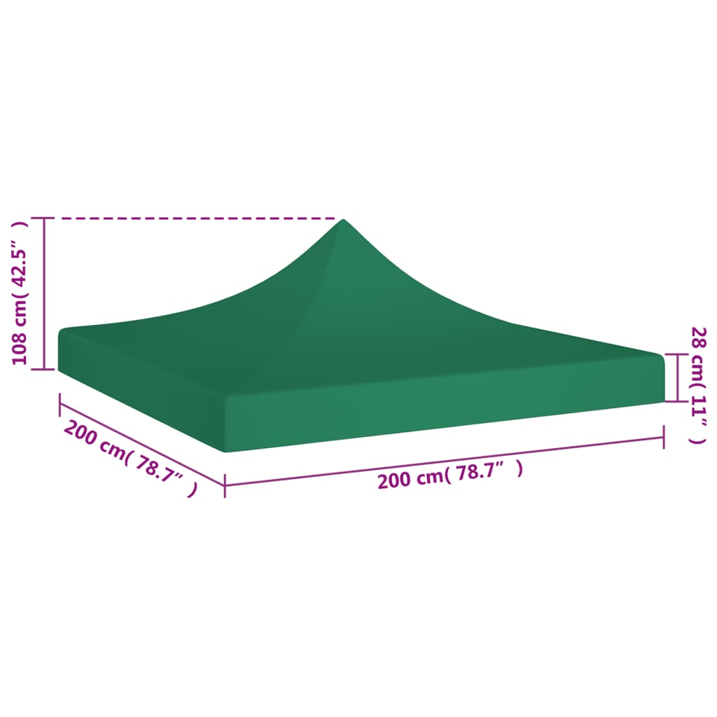 Toit de tente de réception 2x2 m Vert 270 g/m²