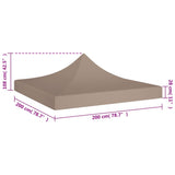 Toit de tente de réception 2x2 m Taupe 270 g/m²