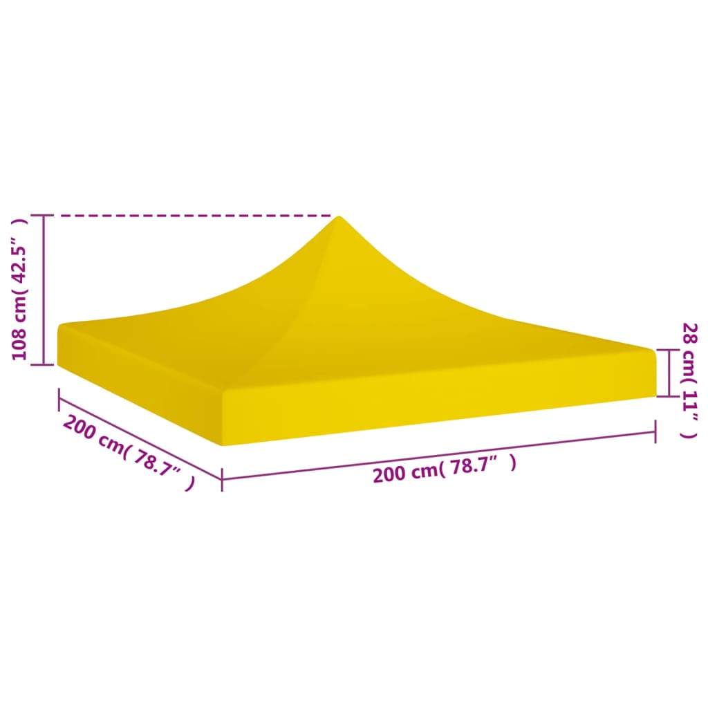 Toit de tente de réception 2x2 m Jaune 270 g/m²