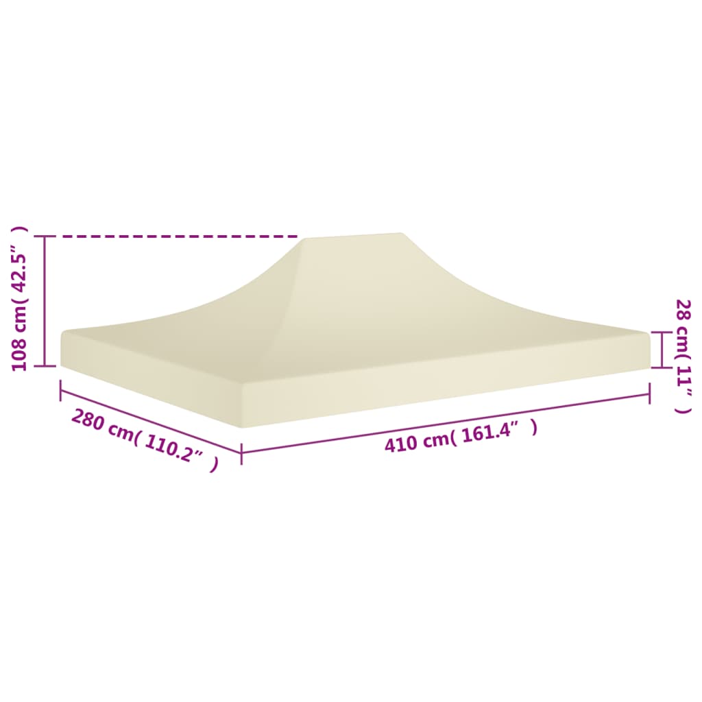 Toit de tente de réception 4x3 m Crème 270 g/m²