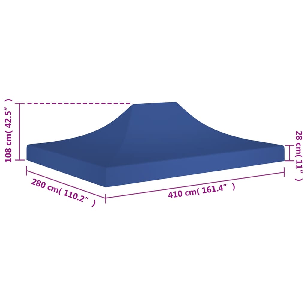 Toit de tente de réception 4x3 m Bleu 270 g/m²