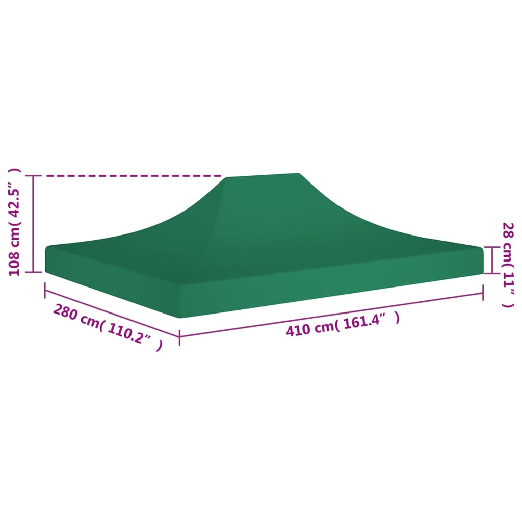 Toit de tente de réception 4x3 m Vert 270 g/m²