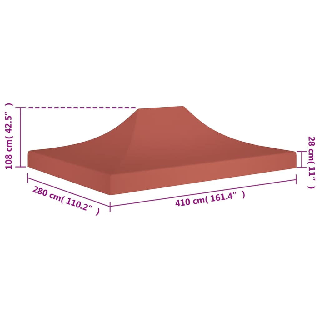 Toit de tente de réception 4x3 m Terre cuite 270 g/m²