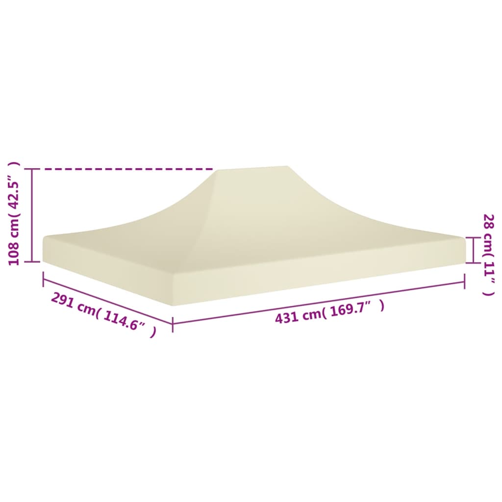 Toit de tente de réception 4,5x3 m Crème 270 g/m²