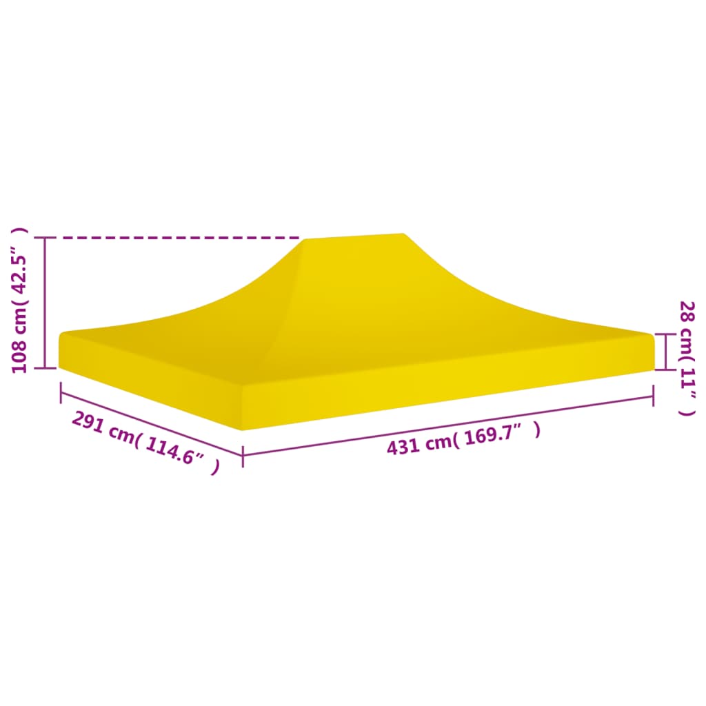 Toit de tente de réception 4,5x3 m Jaune 270 g/m²