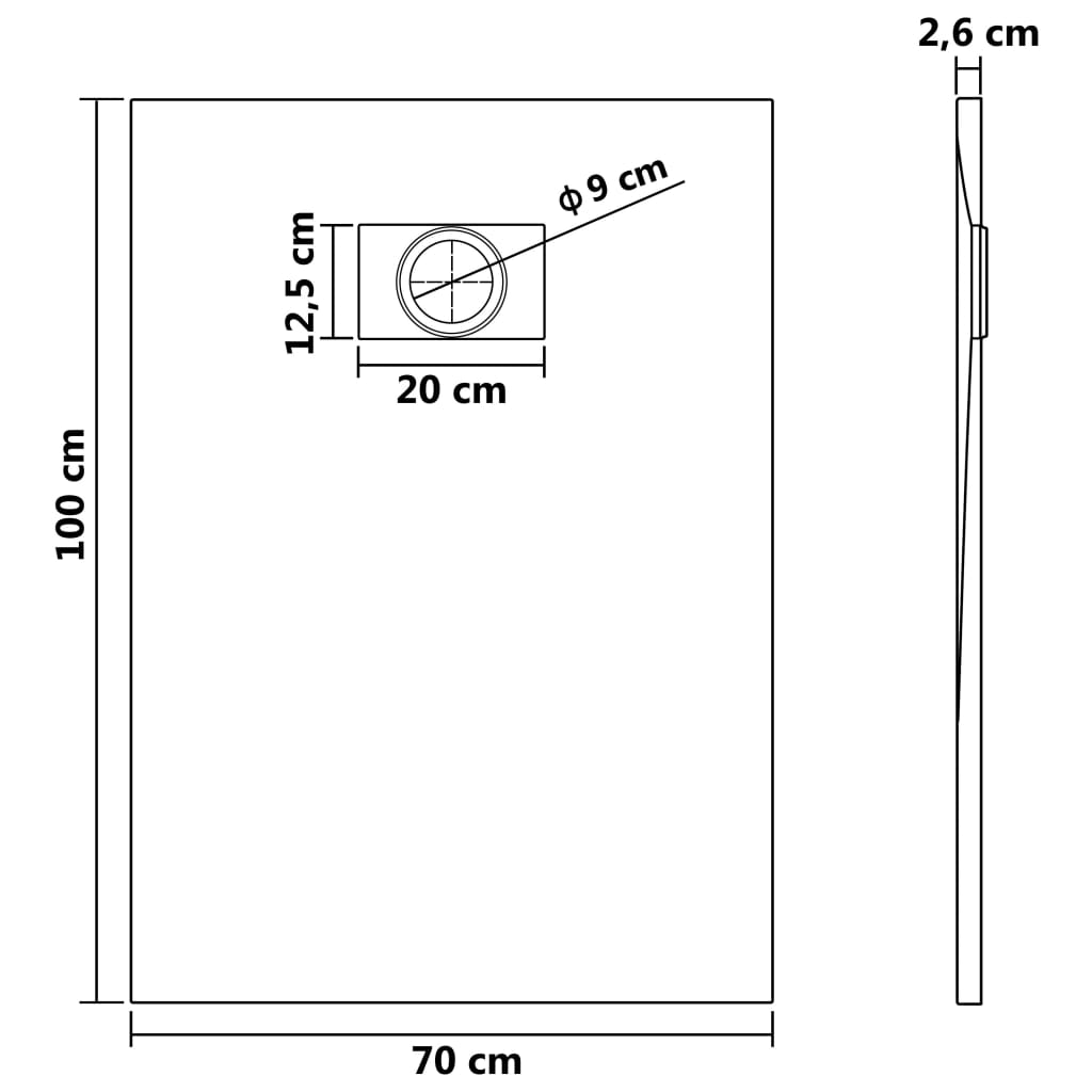 Receveur de douche SMC Gris 100x70 cm