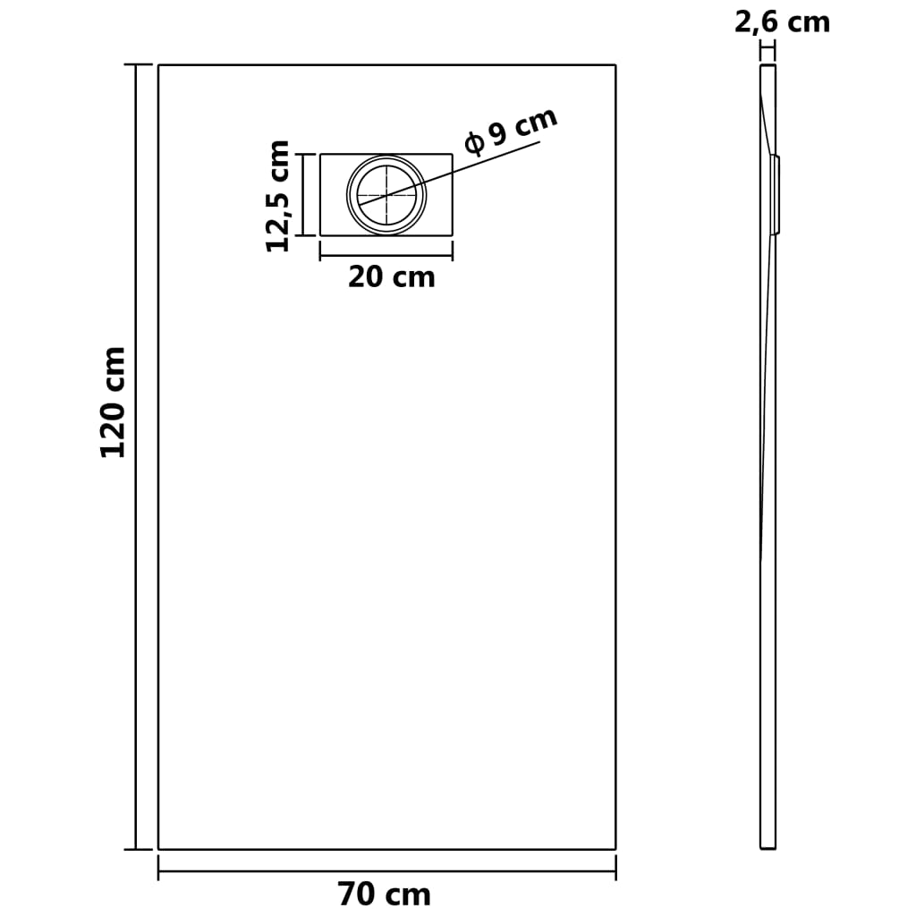 Receveur de douche SMC Gris 120x70 cm