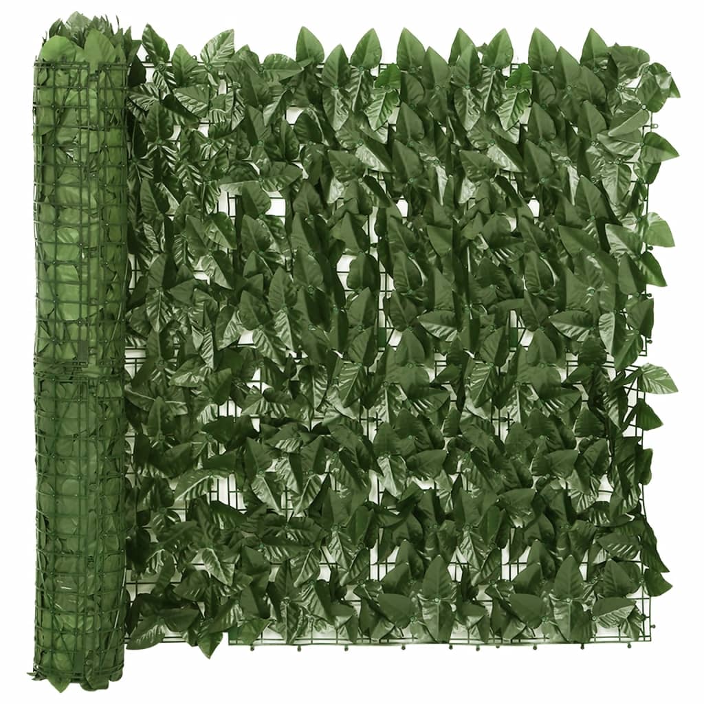 Balcony screen with dark green leaves 300x75 cm