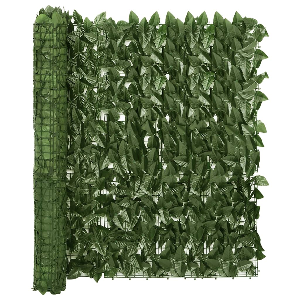 Balcony screen with dark green leaves 300x100 cm