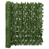 Balcony screen with dark green leaves 300x100 cm