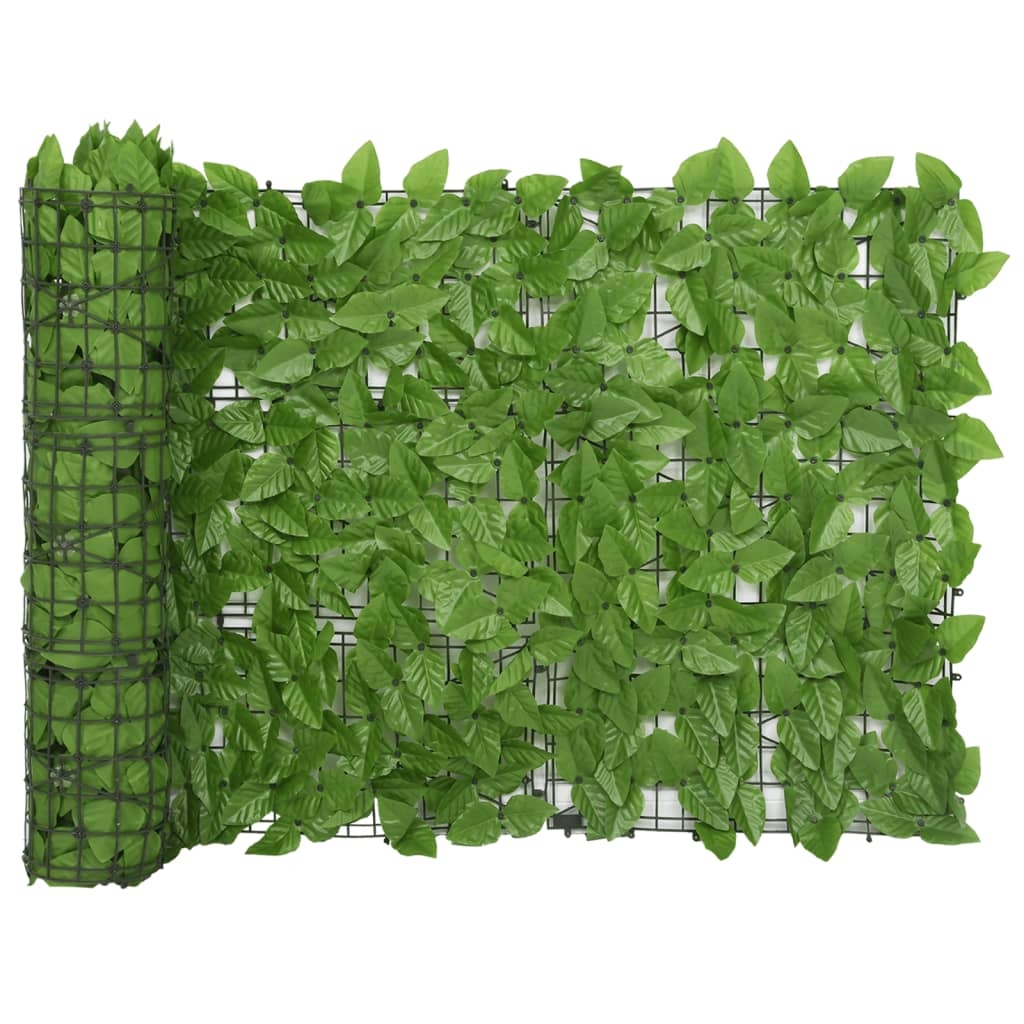 Balcony screen with green leaves 300x75 cm