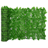 Balcony screen with green leaves 300x75 cm