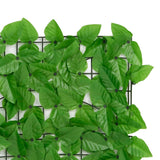 Balcony screen with green leaves 300x75 cm