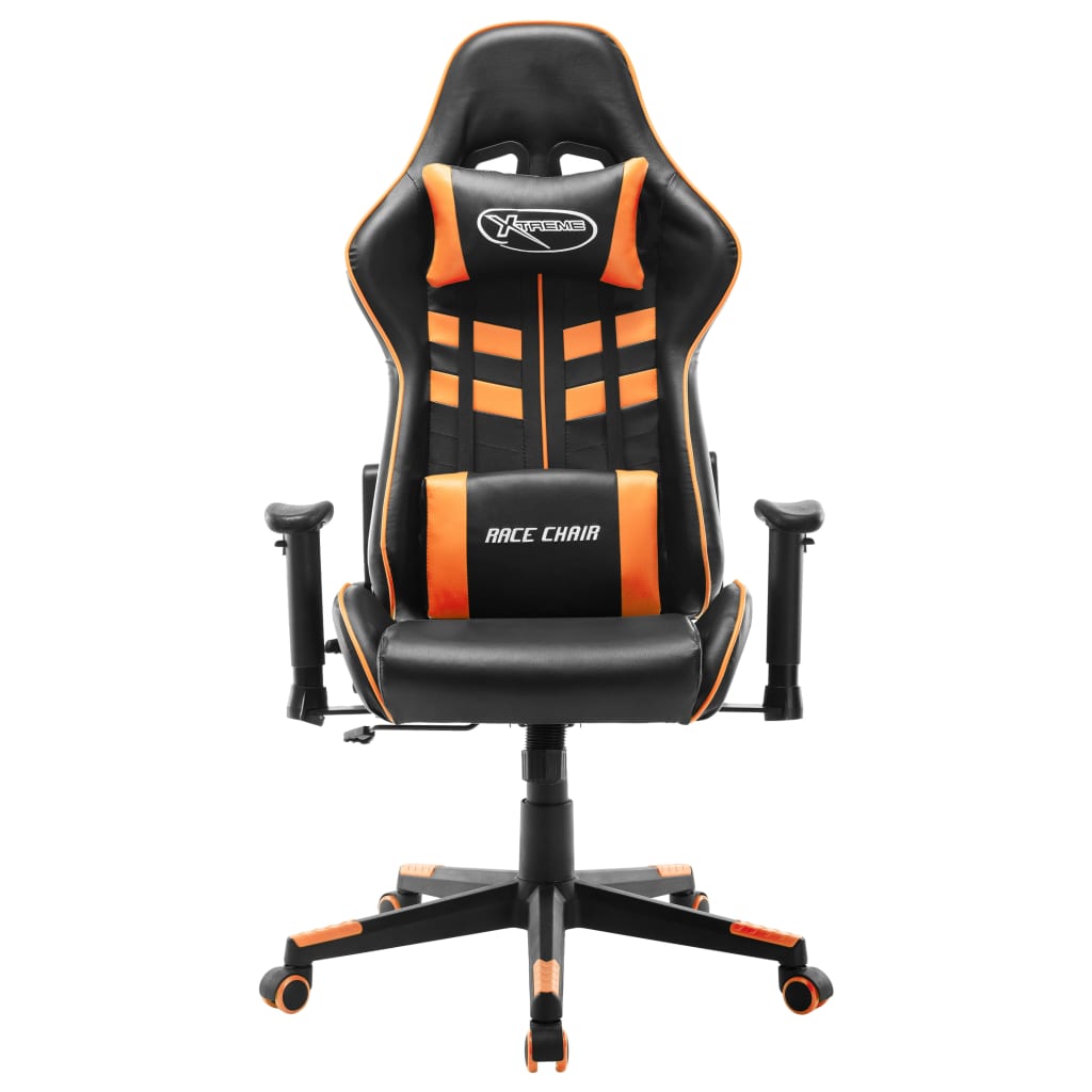 Black and Orange Gaming Chair Artificial Leather