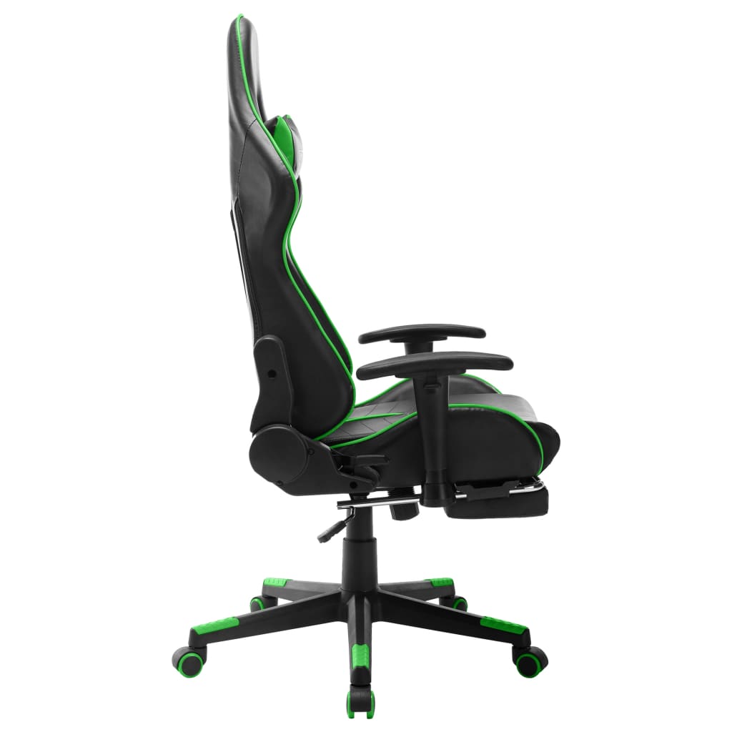 Chaise de jeu avec repose-pied Noir et vert Cuir artificiel