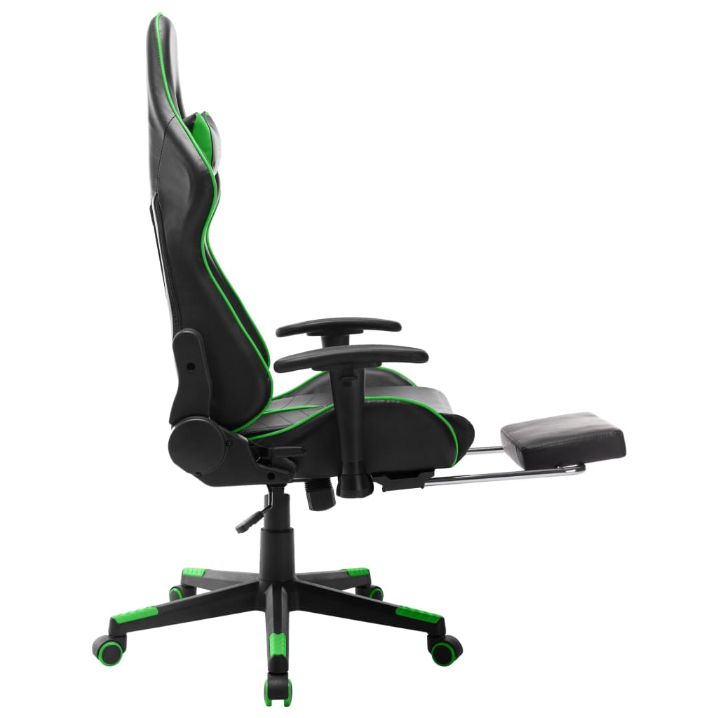 Chaise de jeu avec repose-pied Noir et vert Cuir artificiel