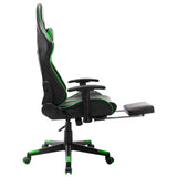 Chaise de jeu avec repose-pied Noir et vert Cuir artificiel