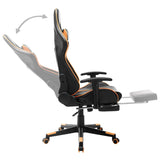 Chaise de jeu avec repose-pied Noir et orange Cuir artificiel