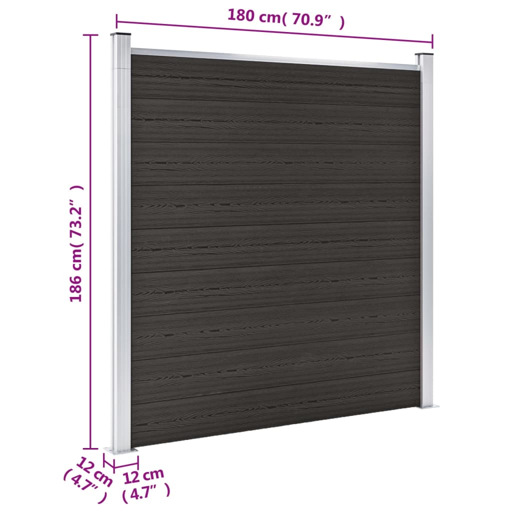 WPC Fence Panel 180x186 cm Black