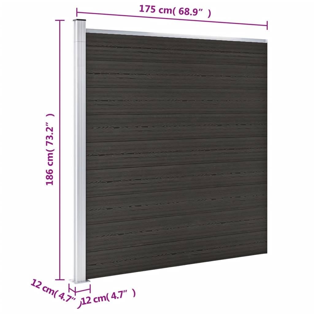 WPC Fence Panel 175x186 cm Black