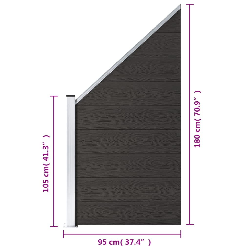 WPC Fence Panel 95x(105-180) cm Black