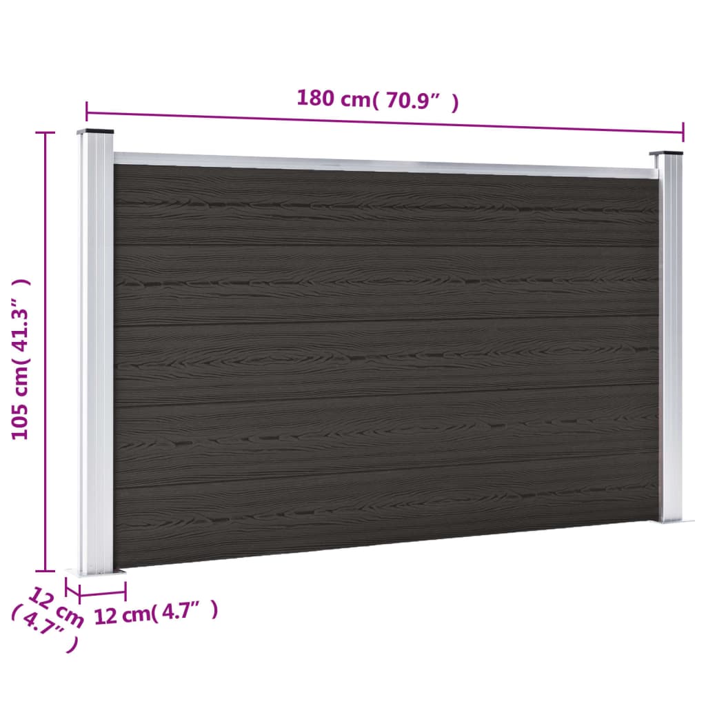 WPC Fence Panel 180x105 cm Black