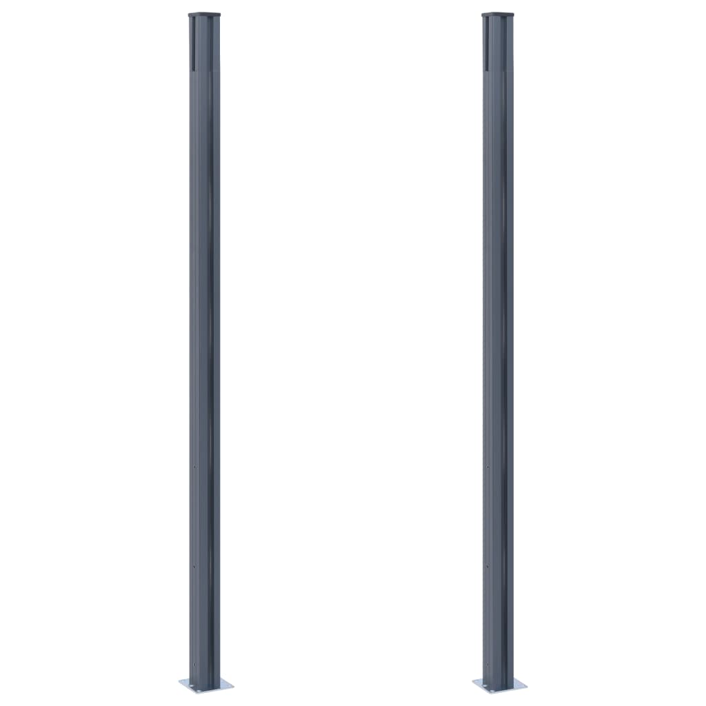 Fence Posts 2 pcs Dark Grey 185cm Aluminum