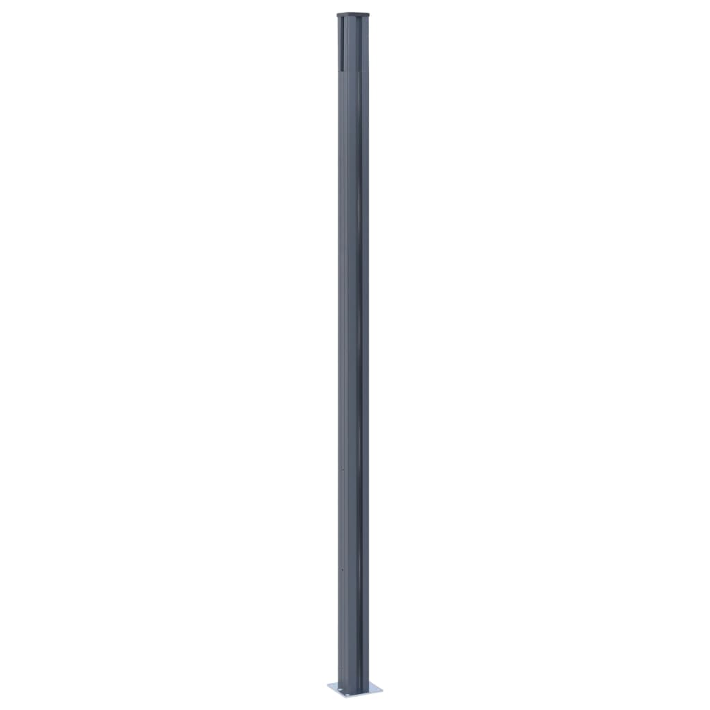 Poteaux de clôture 3 pcs Gris foncé 185 cm Aluminium