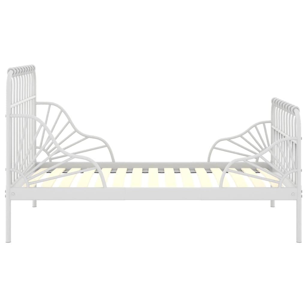 Cadre de lit extensible sans matelas blanc métal 80x130/200 cm